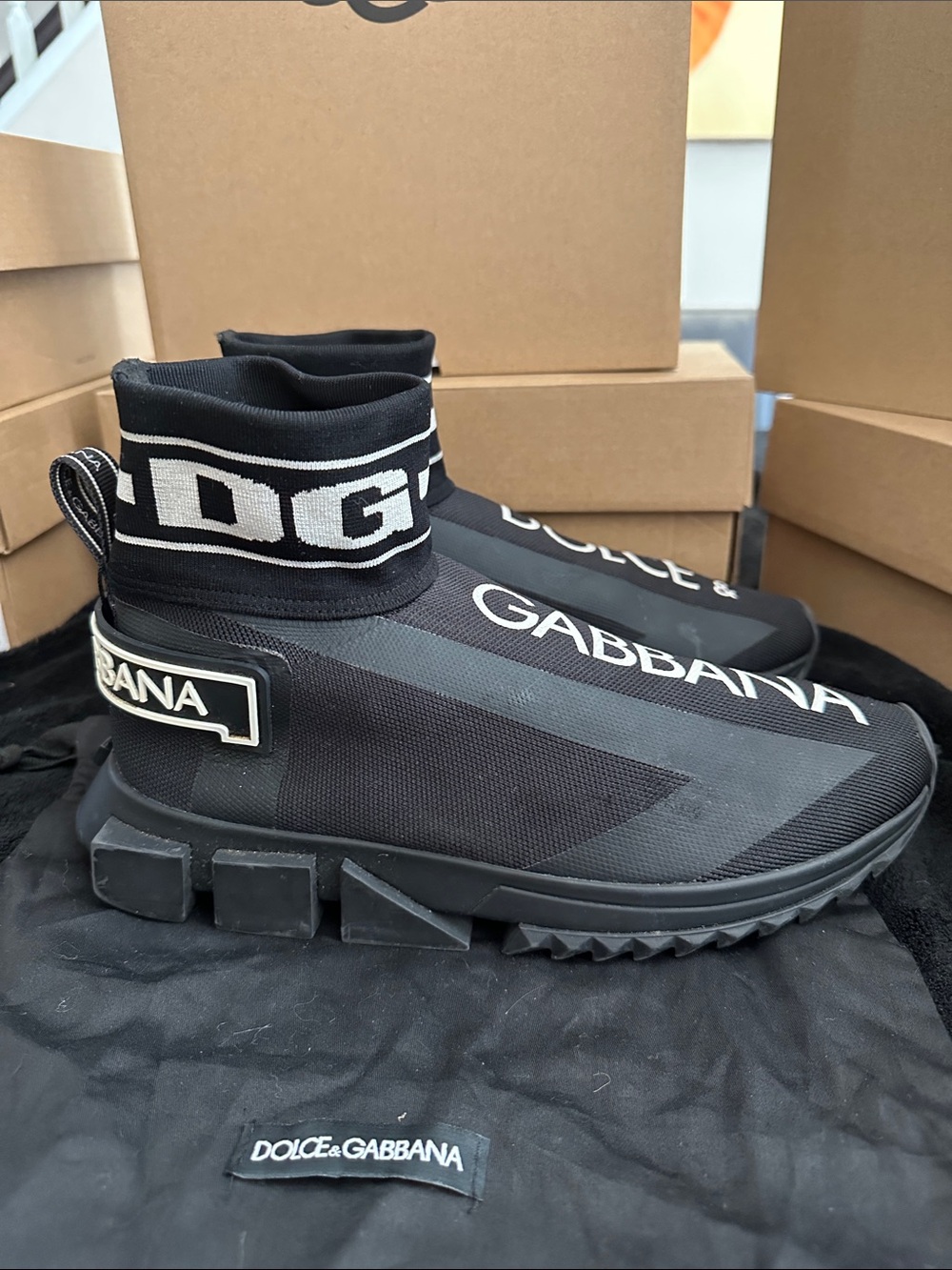 Dolce & Gabbana Black and White Logo Sneaker - Picture 2 of 9